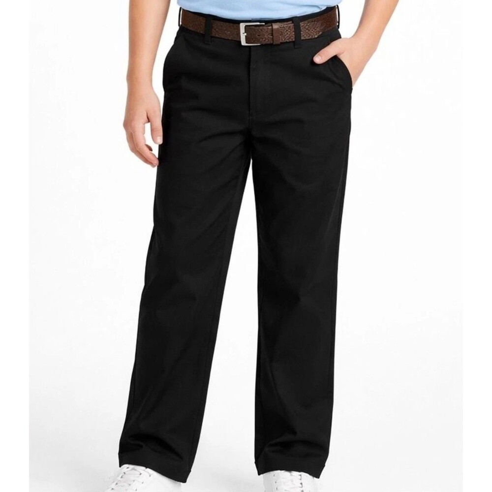 IZOD Classic Chino Pants Black Khaki Boys Size 12 Husky Casual School Uniform